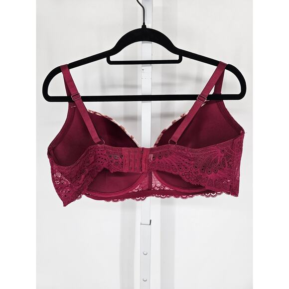 Pure Beauty by Rene Rofe Womens Sz 42DD T Shirt Bra Red Paisley Lace - Picture 3 of 4